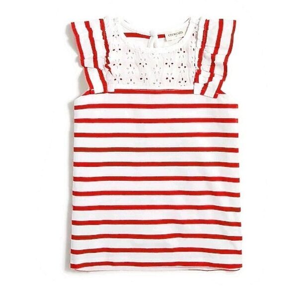 Crewcuts Girl's Red & White Top Eyelet Size 12 - Picture 1 of 8